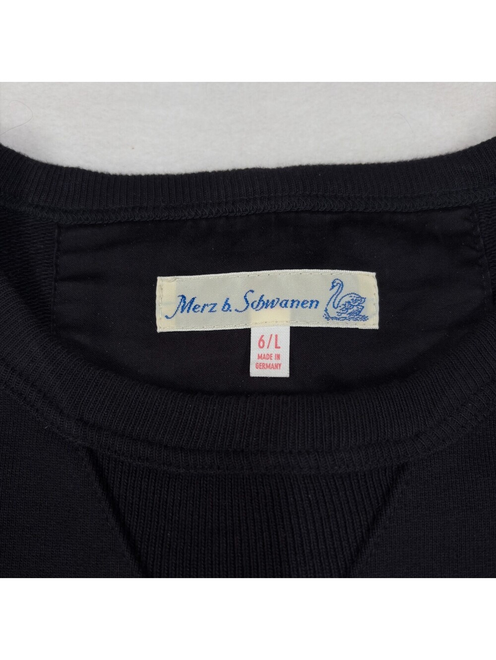 Merz b. Schwanen 6/L Black Crewneck Sweatshirt Made In Germany - Picture 7 of 14